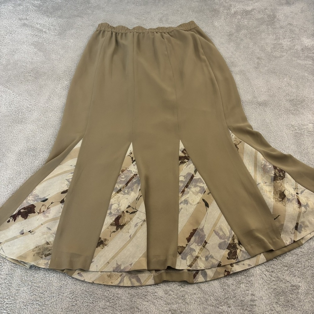 Zim Tokyo Midi Skirt Womens S/M‎ Brown Floral Flare Panel Cottagecore Boho Japan